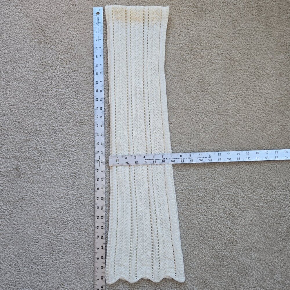 Vintage Pointelle Scarf *Possibly Cashmere* Ivory Fownes Brothers - Picture 4 of 10